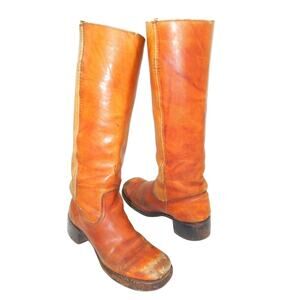 Vintage Frye Campus Color Block Leather Boots Size 8  Black Label